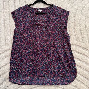Reitmans Navy and Pink Floral Blouse